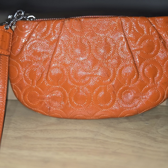 Coach Embossed Red Leather Wristlet - Picture 10 of 10